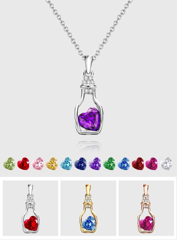 Personalized Drift Bottle With Heart Birthstone