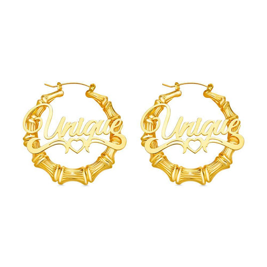 Unique Design - Personalized Circle Bamboo Earrings