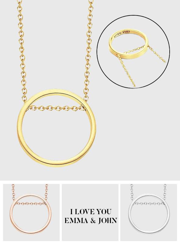 Our Ring - Personalized Couple Engraved Ring Necklace