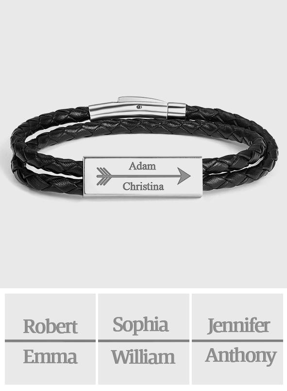 Love Is Forever - Personalized Couple Cable Leather Wrap Bracelet
