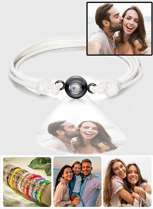 Weave Style Colorful Custom Projection Photo Charm - Personalized Projection Photo Bracelet