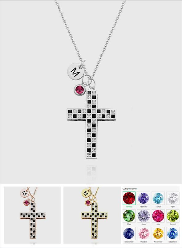 Love Live - Personalized Checkered Flag Birthstone Letter Necklace