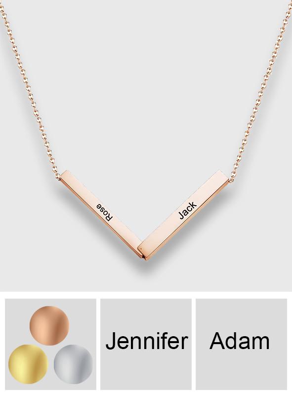 Unique Design - Personalized Folded Bar Necklaces