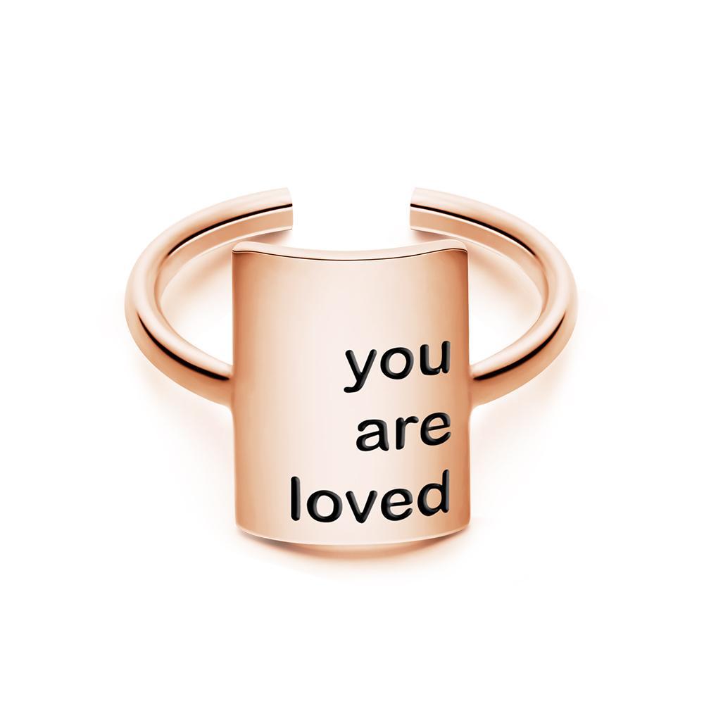 Your Love Message - Personalized Square Adjustable Opening Ring
