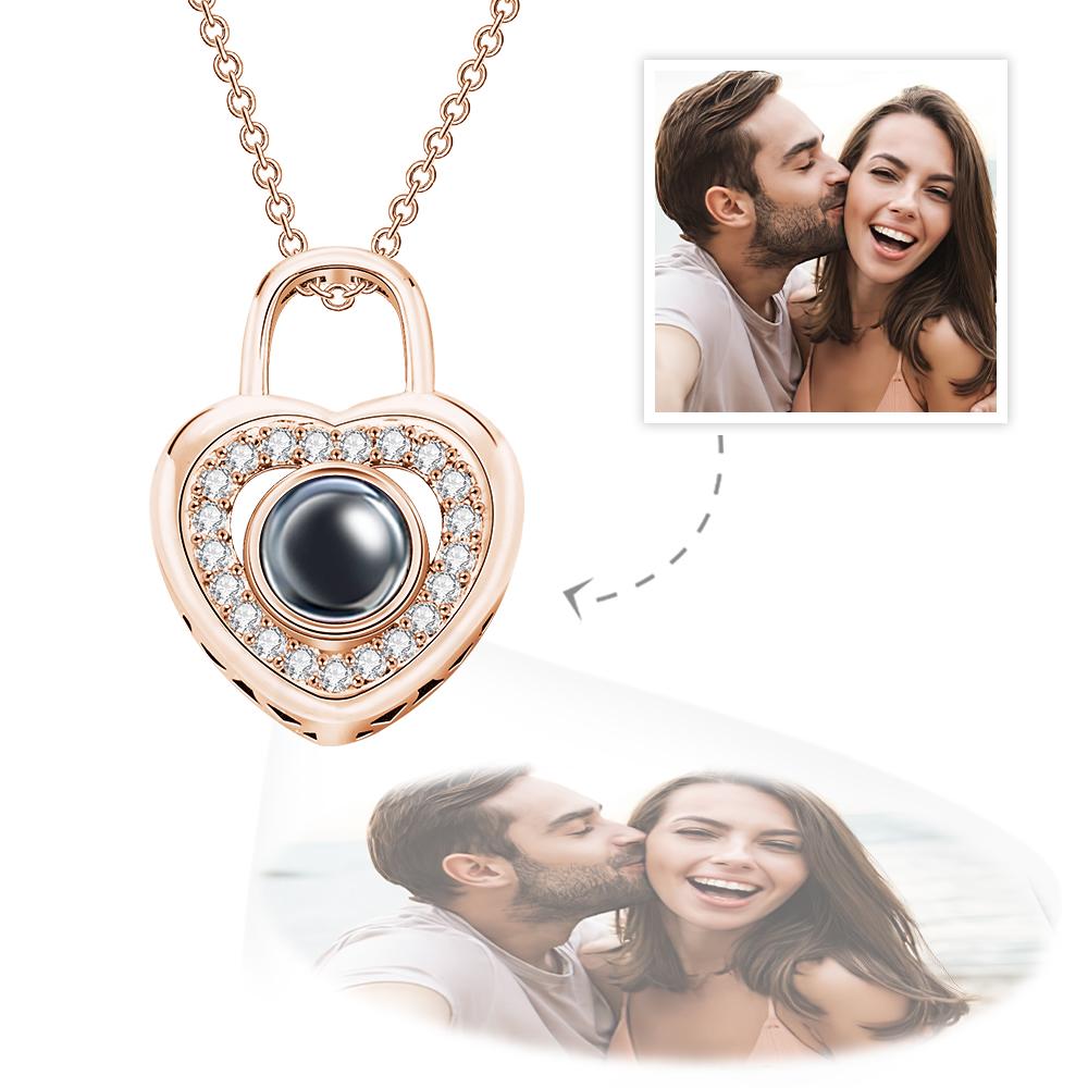 Love Heart Lock Shaped Photo Projection Charm - gift for who lost a loved one - Personalized Love Heart Lock Shaped Photo Projection Charm