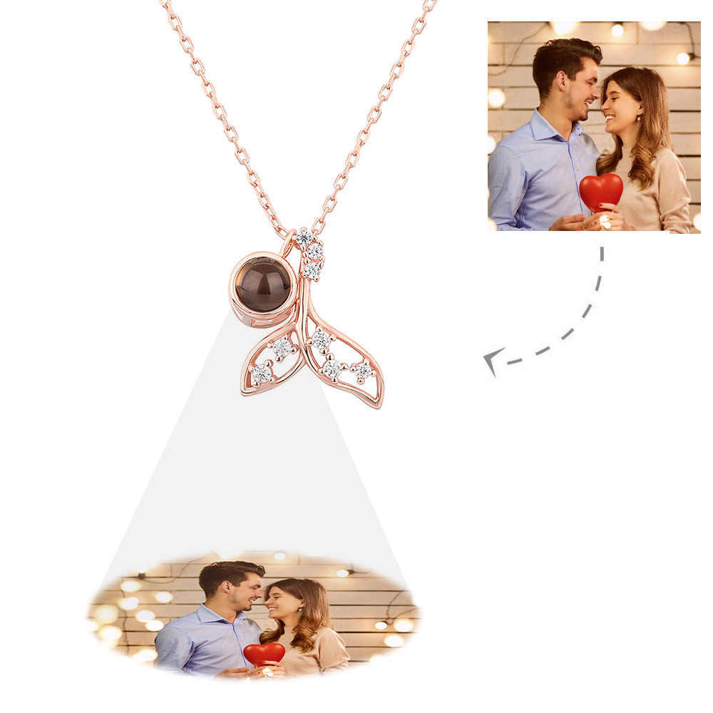 Mermaid Shape Photo Projection Charm - gift for anyone, who lost a loved one - Personalized Mermaid Shape Photo Projection Charm