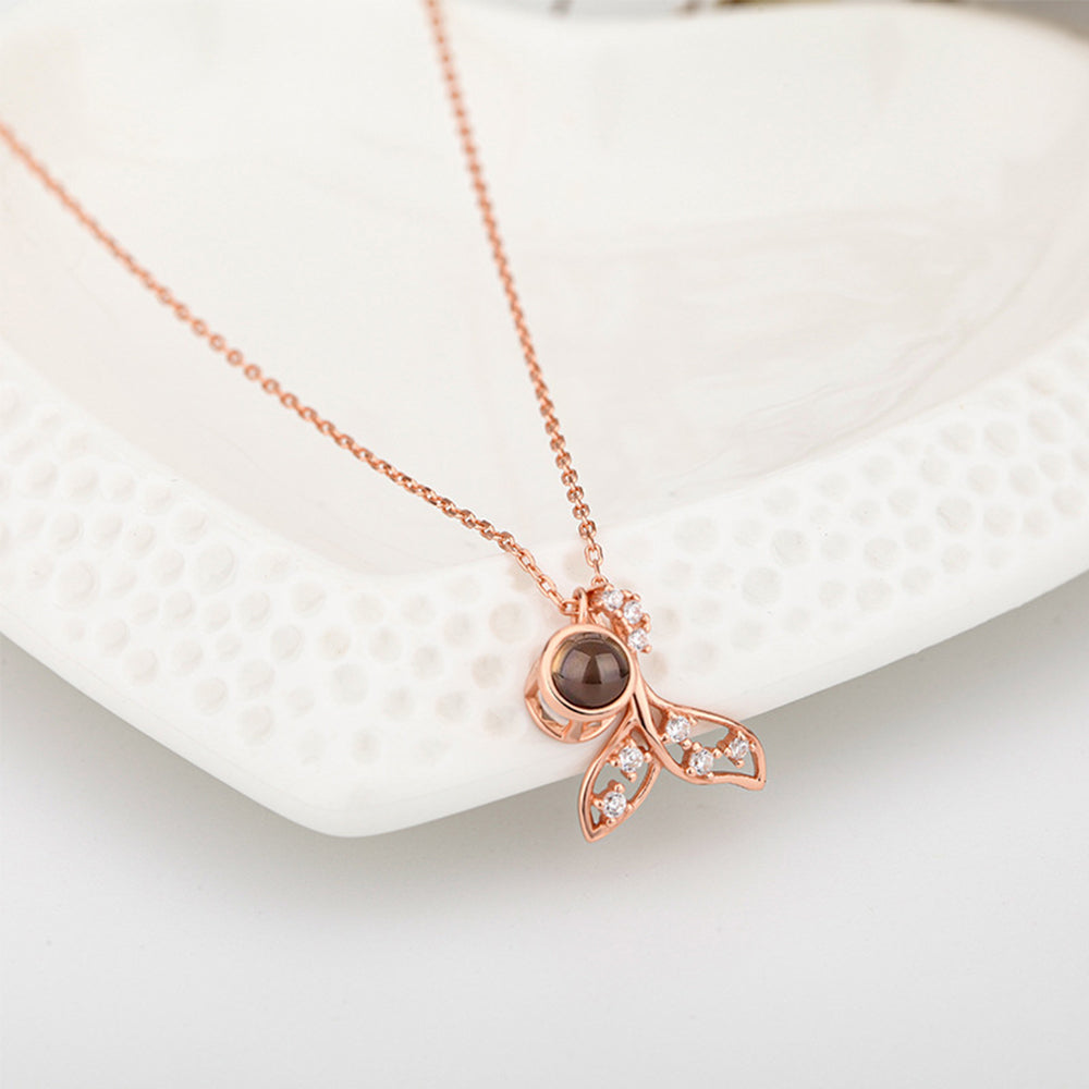 Mermaid Shape Photo Projection Charm - gift for anyone, who lost a loved one - Personalized Mermaid Shape Photo Projection Charm