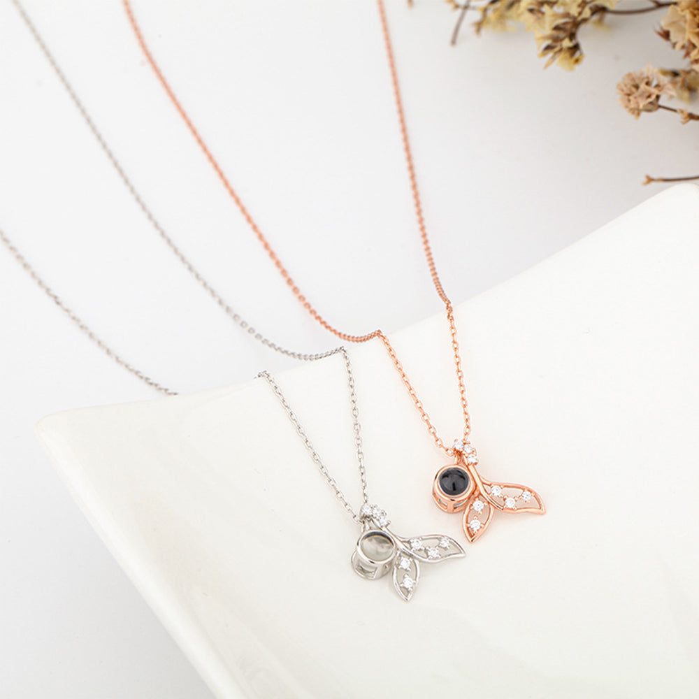 Mermaid Shape Photo Projection Charm - gift for anyone, who lost a loved one - Personalized Mermaid Shape Photo Projection Charm