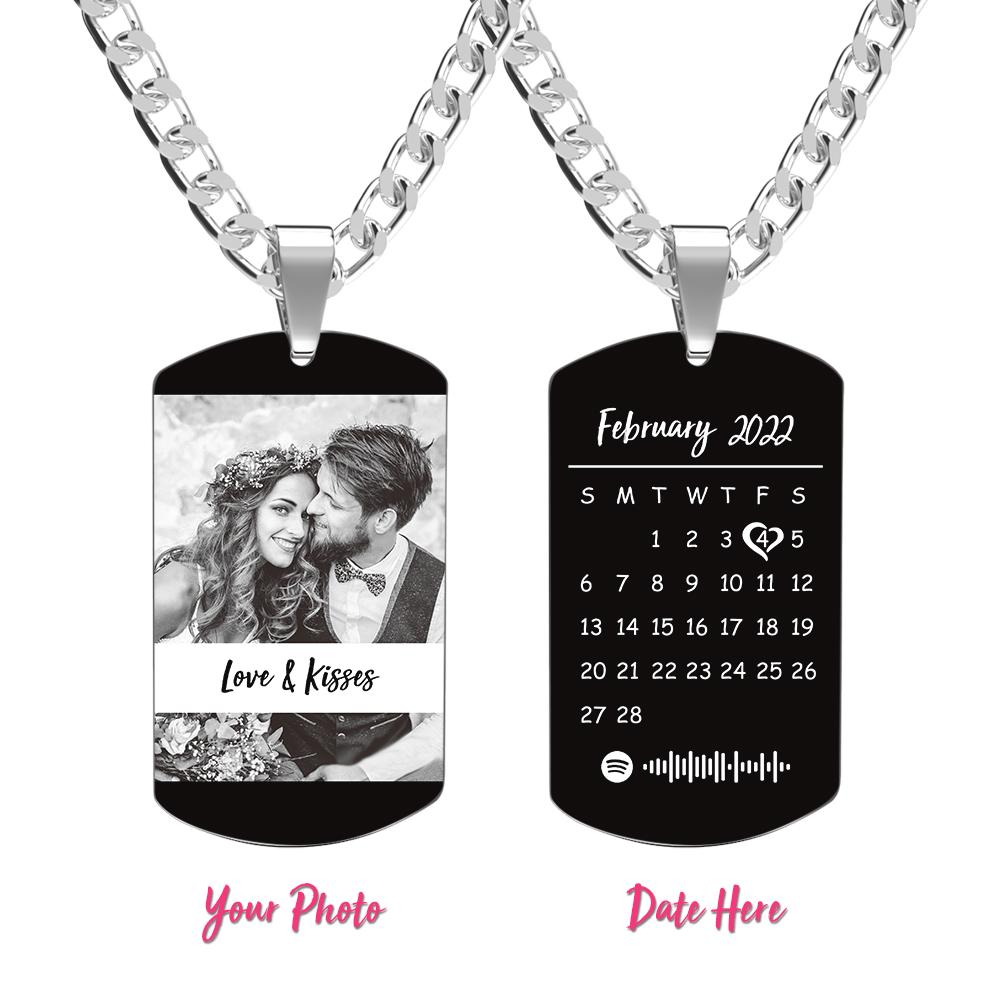 Personalized Engraved Spotify Photo With Calendar Charm