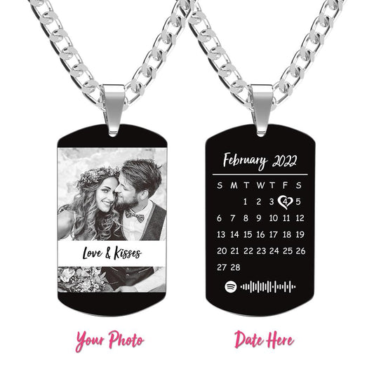 Personalized Engraved Spotify Photo With Calendar Charm