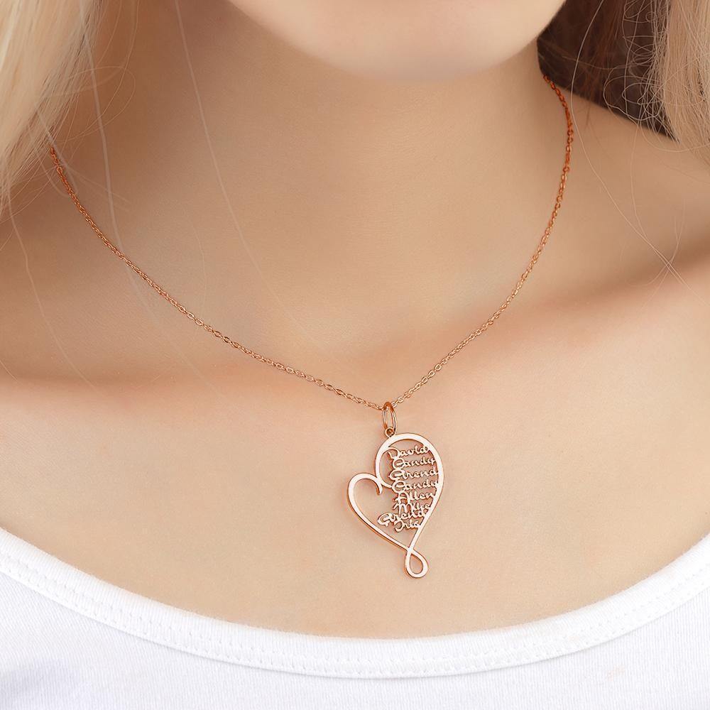 Personalized Family Heart-shaped Name Necklace