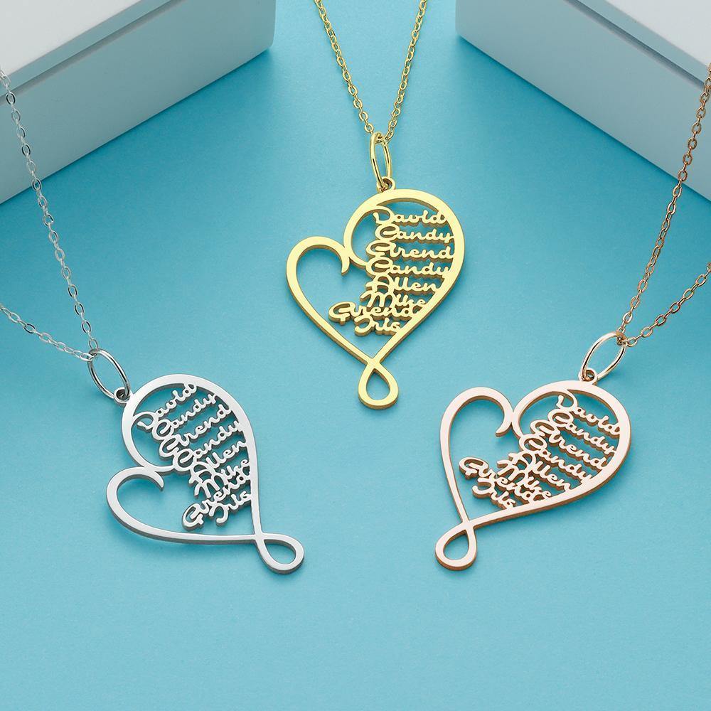 Personalized Family Heart-shaped Name Necklace