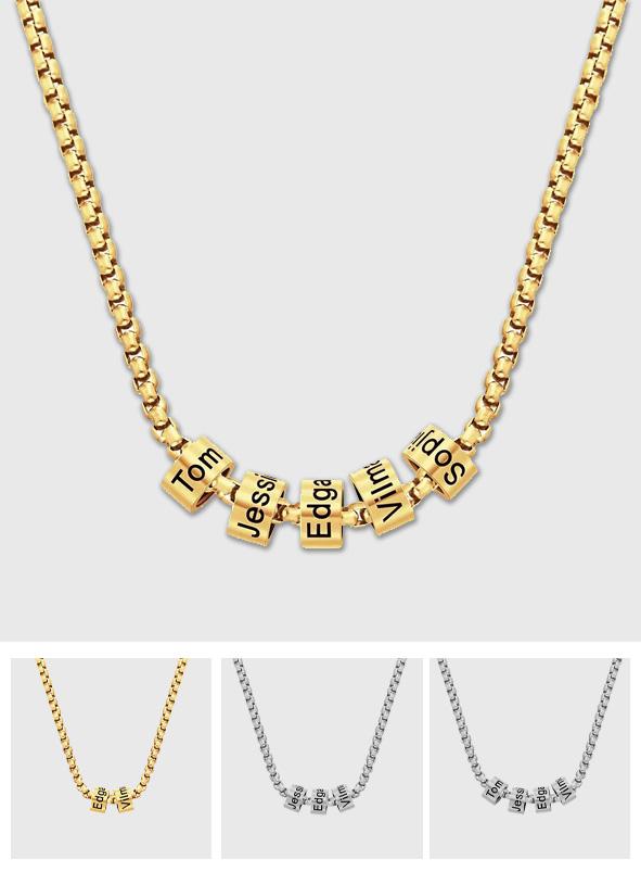 Personalized Bead Collarbone Chain Engraved Charm