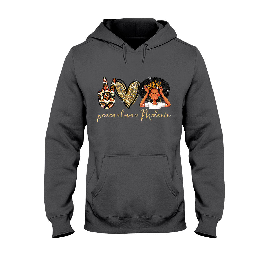 Melanin -African American T-shirt and Hoodie With Faux Glitter Print 1121
