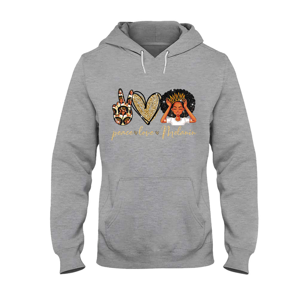 Melanin -African American T-shirt and Hoodie With Faux Glitter Print 1121