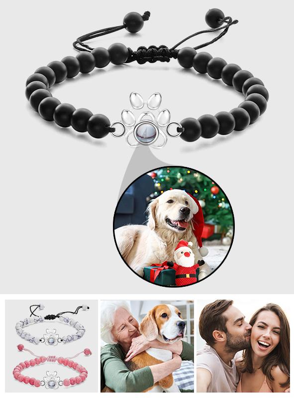 Pet's Paw - Personalized Dog Photo Projection Beads Bracelet With Pet Claw