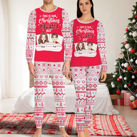 This Is Our Christmas Pajama Shirt - Personalized Couple Pajamas Set