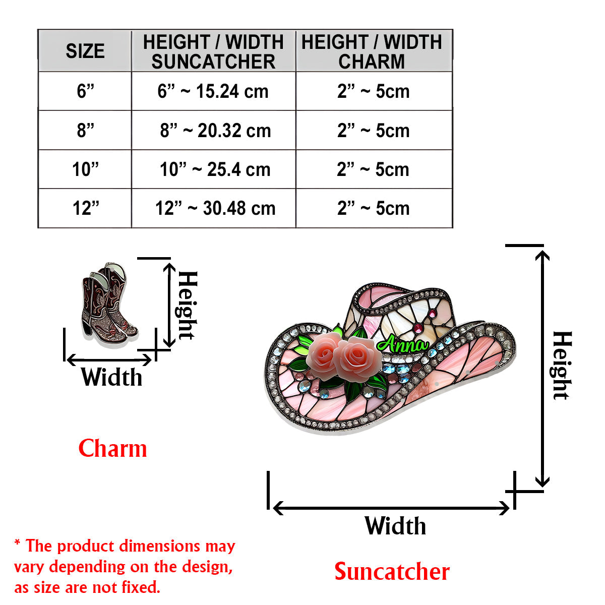 Pink Cowgirl Boots - Personalized Cowgirl Window Hanging Suncatcher With Charms