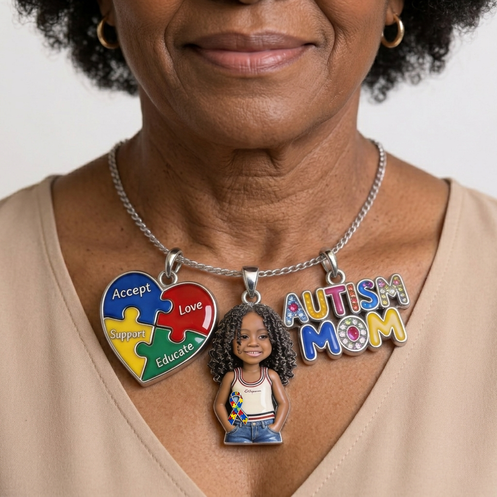 Proud Autism Mom - Personalized Autism Awareness Metal Necklaces With Pendants