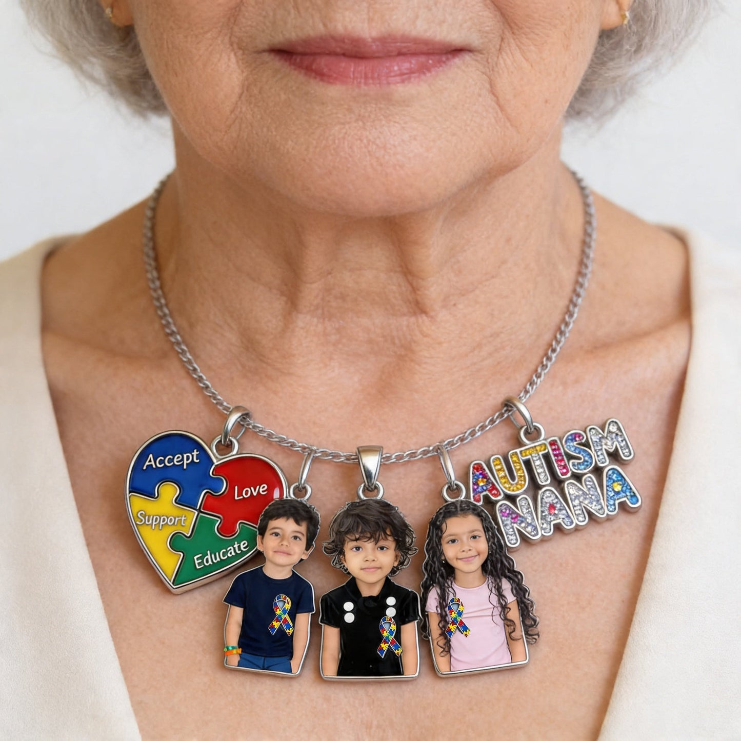 Proud Autism Mom - Personalized Autism Awareness Metal Necklaces With Pendants