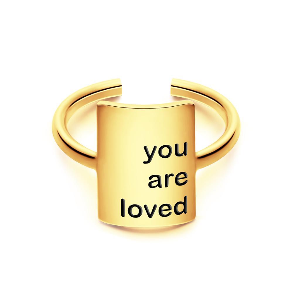 Your Love Message - Personalized Square Adjustable Opening Ring