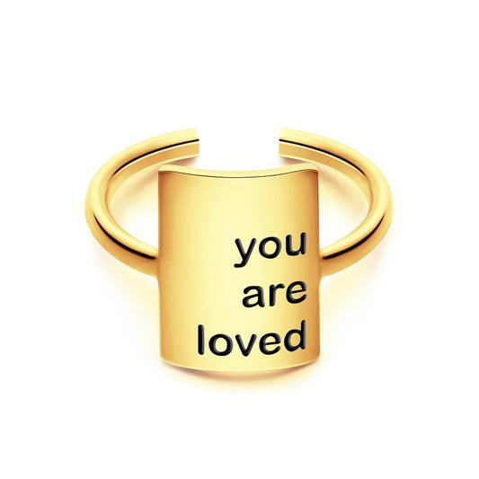 Your Love Message - Personalized Square Adjustable Opening Ring