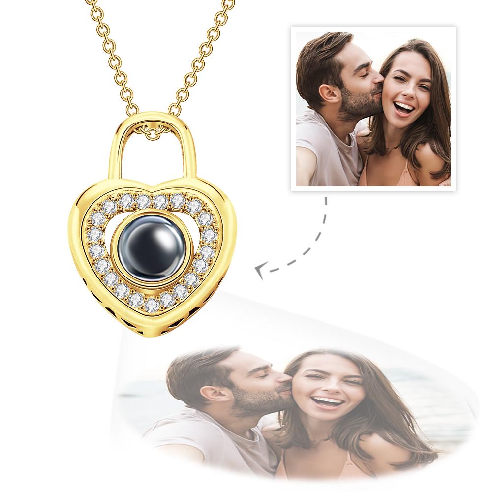 Love Heart Lock Shaped Photo Projection Charm - gift for who lost a loved one - Personalized Love Heart Lock Shaped Photo Projection Charm