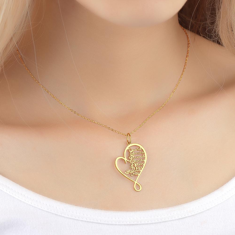 Personalized Family Heart-shaped Name Necklace