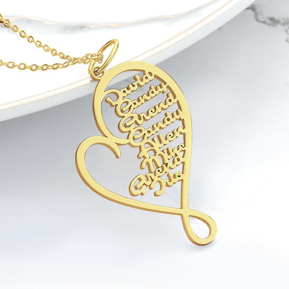 Personalized Family Heart-shaped Name Necklace