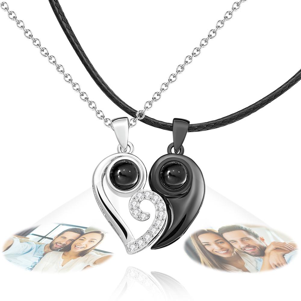 Matching Heart - Personalized Couple Heart-shaped Unique Projection Necklace