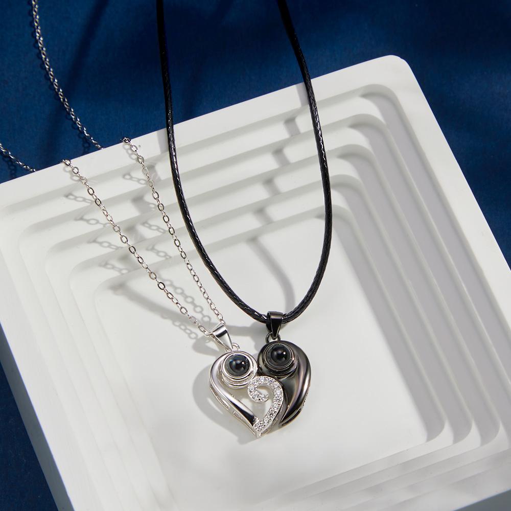 Matching Heart - Personalized Couple Heart-shaped Unique Projection Necklace