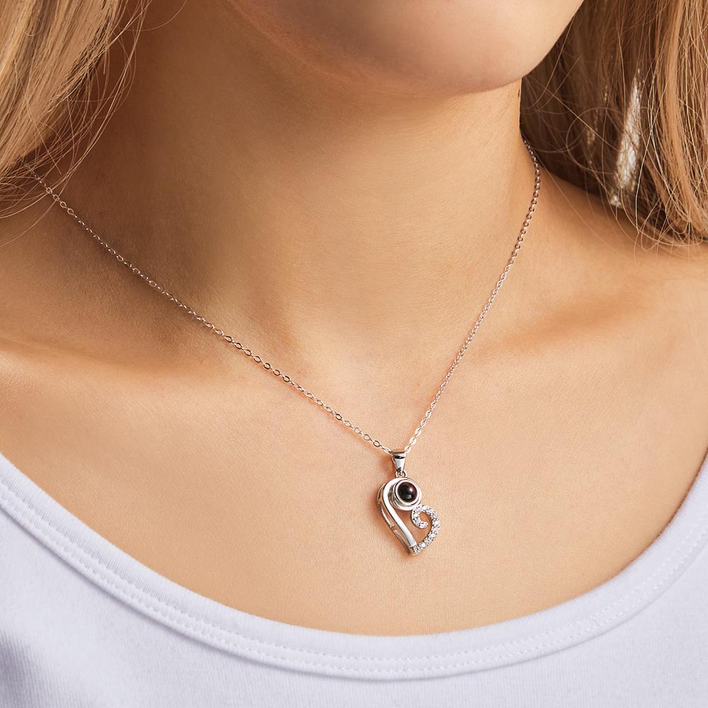 Matching Heart - Personalized Couple Heart-shaped Unique Projection Necklace
