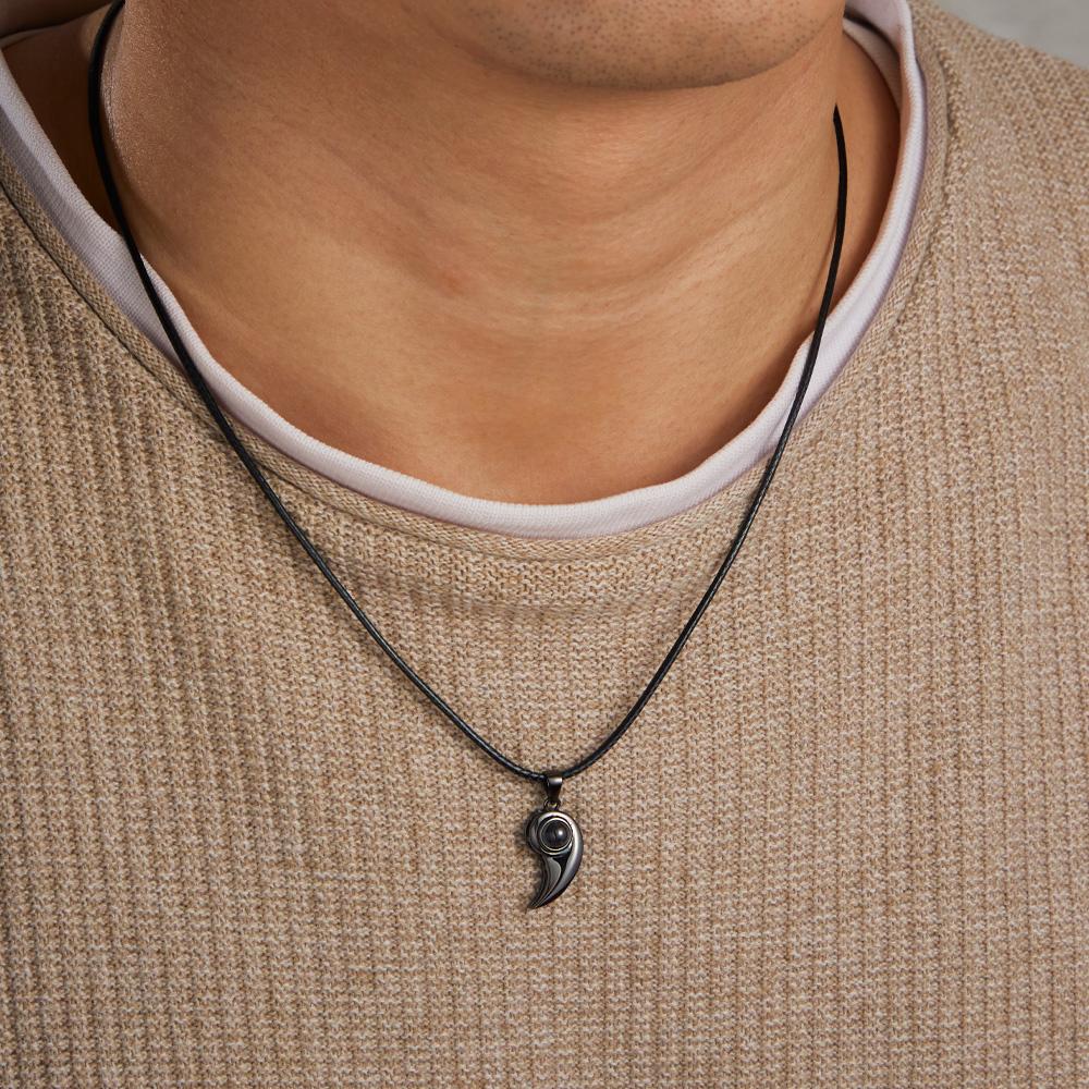 Matching Heart - Personalized Couple Heart-shaped Unique Projection Necklace