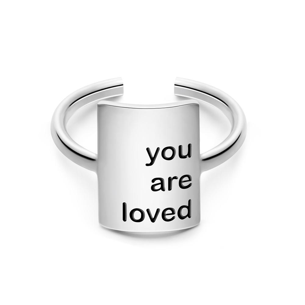 Your Love Message - Personalized Square Adjustable Opening Ring