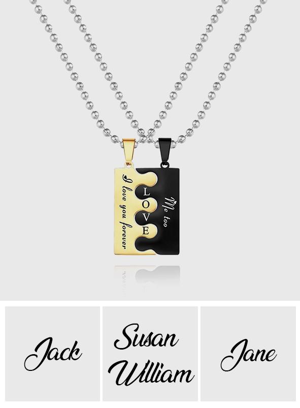 Personalized Couple Engraved Love Puzzle Pendant