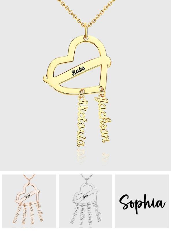 Nana's Babies - Personalized Grandma Engraved Dream Catcher Heart Necklace