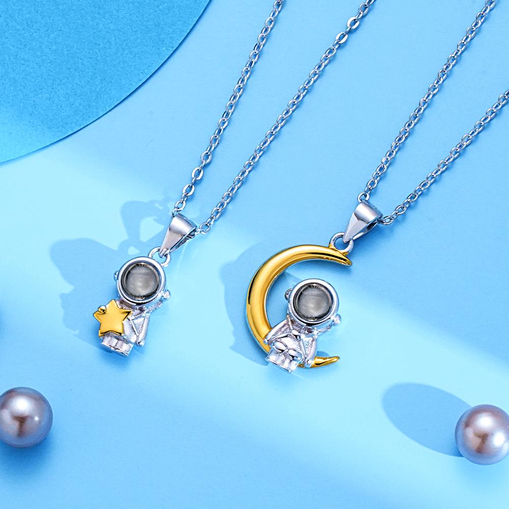 Personalized Astronaut Space Moon Star Projection Charm - gift for who lost a loved one
