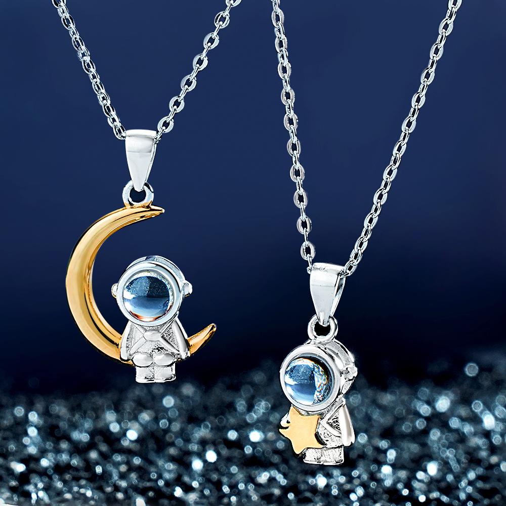 Personalized Astronaut Space Moon Star Projection Charm - gift for who lost a loved one