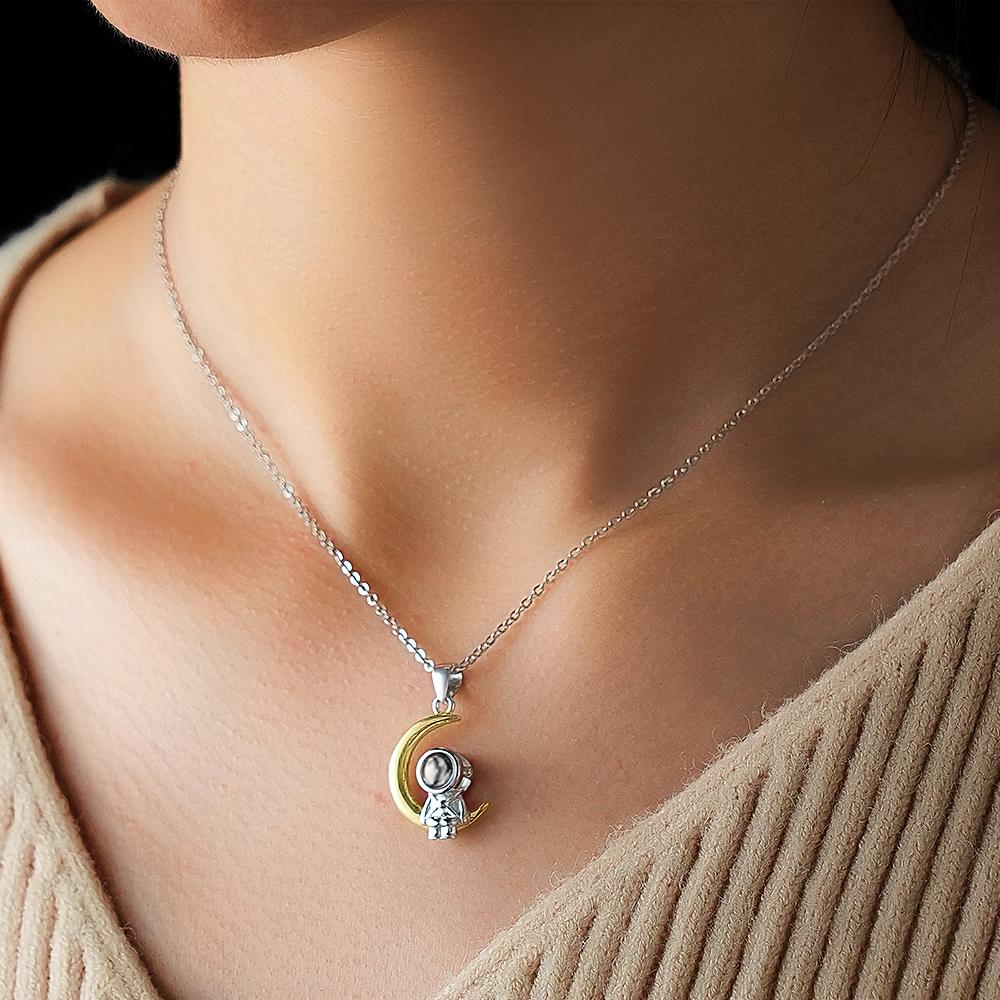 Personalized Astronaut Space Moon Star Projection Charm - gift for who lost a loved one