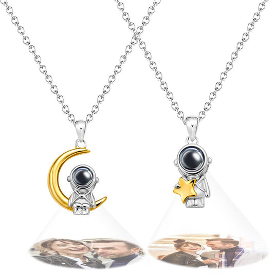Personalized Astronaut Space Moon Star Projection Charm - gift for who lost a loved one