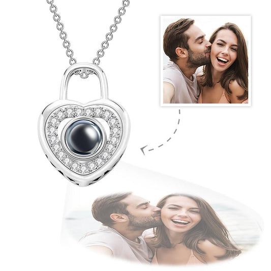Love Heart Lock Shaped Photo Projection Charm - gift for who lost a loved one - Personalized Love Heart Lock Shaped Photo Projection Charm