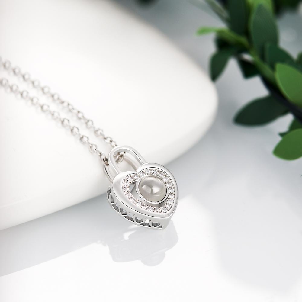 Love Heart Lock Shaped Photo Projection Charm - gift for who lost a loved one - Personalized Love Heart Lock Shaped Photo Projection Charm