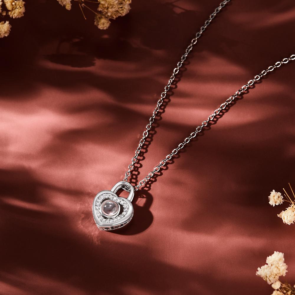 Love Heart Lock Shaped Photo Projection Charm - gift for who lost a loved one - Personalized Love Heart Lock Shaped Photo Projection Charm