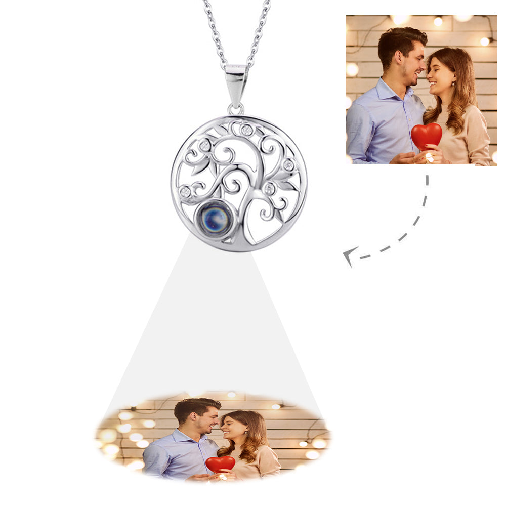 Love Tree Shape Photo Projection Charm - gift for anyone, who lost a loved one - Personalized Necklace