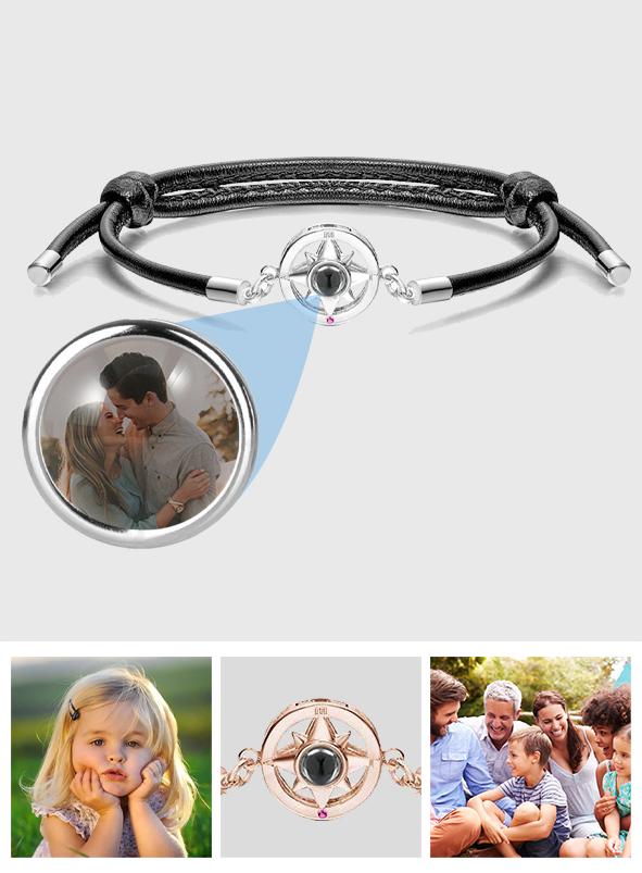 Personalized Compass Projection Charm