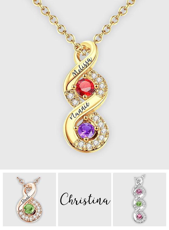 Personalized Engraved Birthstone Infinity Charm