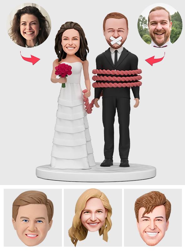 Personalized Couple Groom Bride Shutting Up Bobblehead