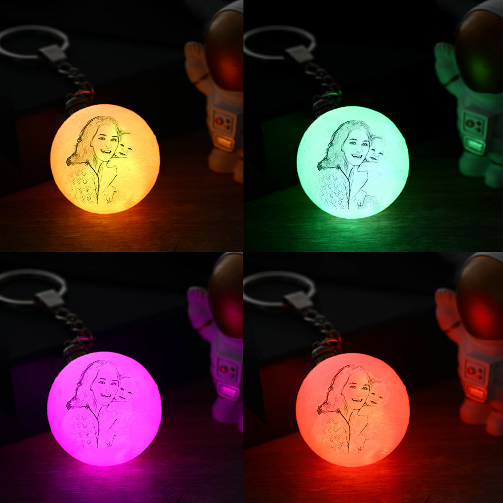 Moon Light Multicolor - Personalized 3D Printed Photo Moon Lamp Keychain