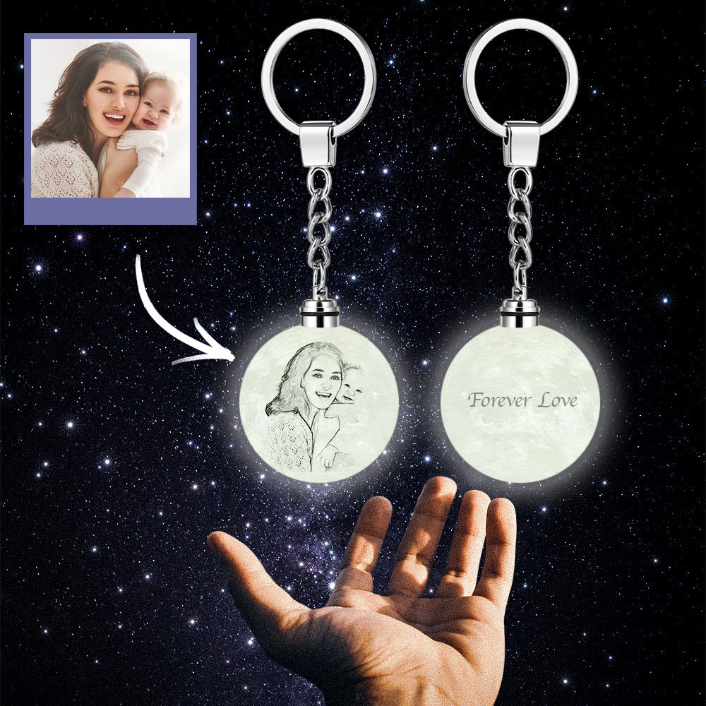 Moon Light Multicolor - Personalized 3D Printed Photo Moon Lamp Keychain
