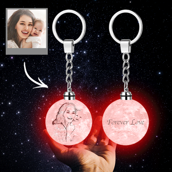 Moon Light Multicolor - Personalized 3D Printed Photo Moon Lamp Keychain